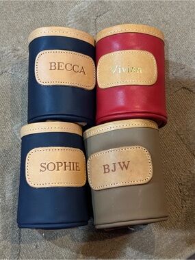 Jon Hart Personalized Leather-Trim Koozie Set - Navy, Red, Khaki